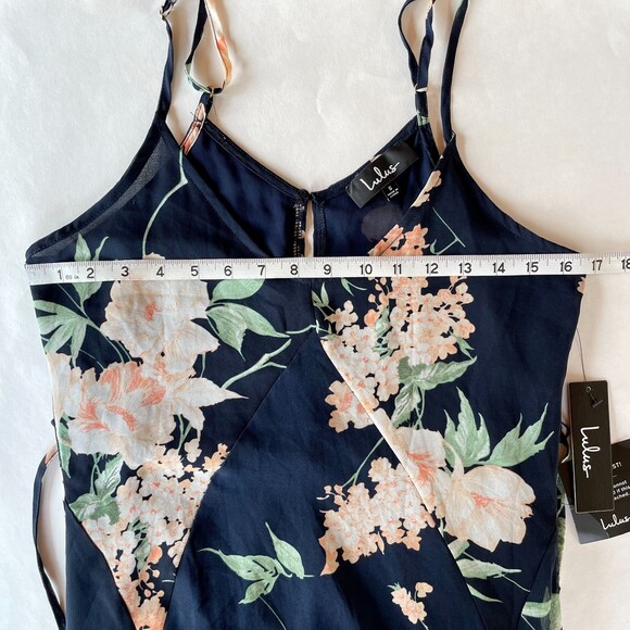 NWT Lulus Feeling Freesia Navy Blue Floral Print Strappy V-Neck Maxi Dress S - Picture 15 of 16